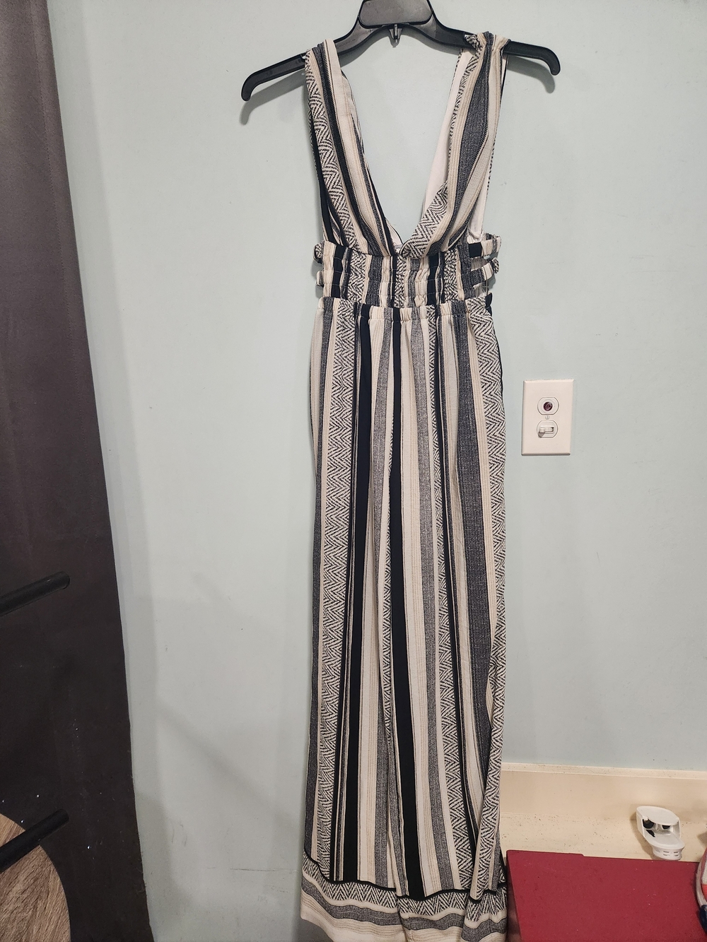 Fashion Nova Black and White Striped Jumpsuit
